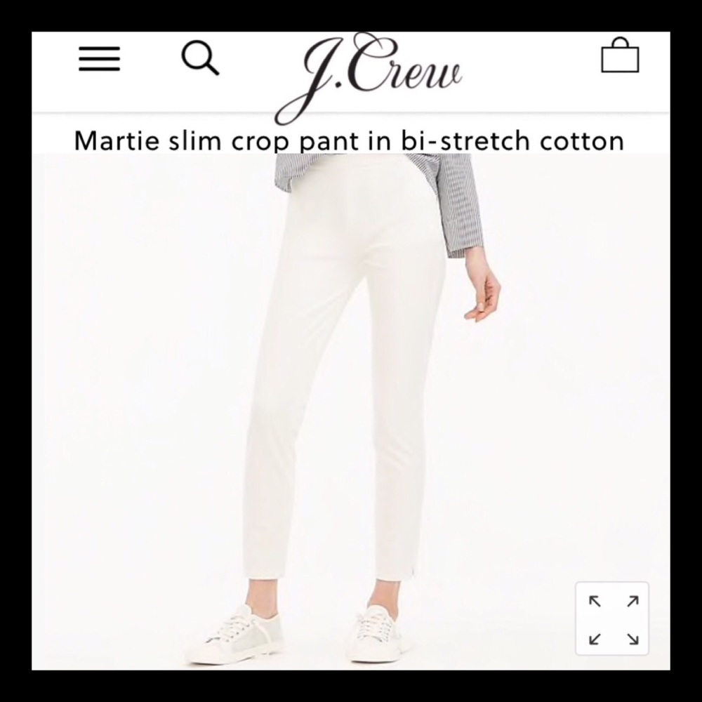Jcrew Martie slim crop ankle pant ivory 0 NWT